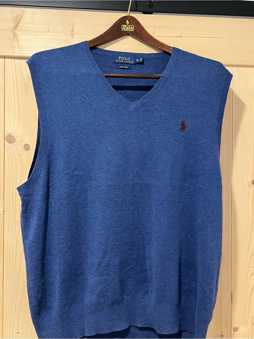 Polo by Ralph Lauren Blue V‑Neck Sweater Vest with Red Pony XL 🏇